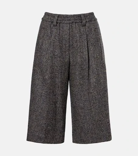 Brunello Cucinelli Herringbone wool-blend shorts 1