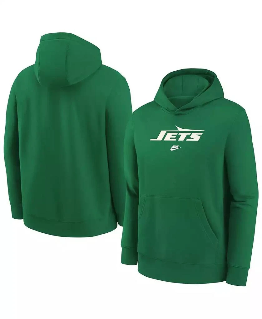NIKE Big Boys and Girls Kelly Green New York Jets Rewind Club Fleece Pullover Hoodie 1