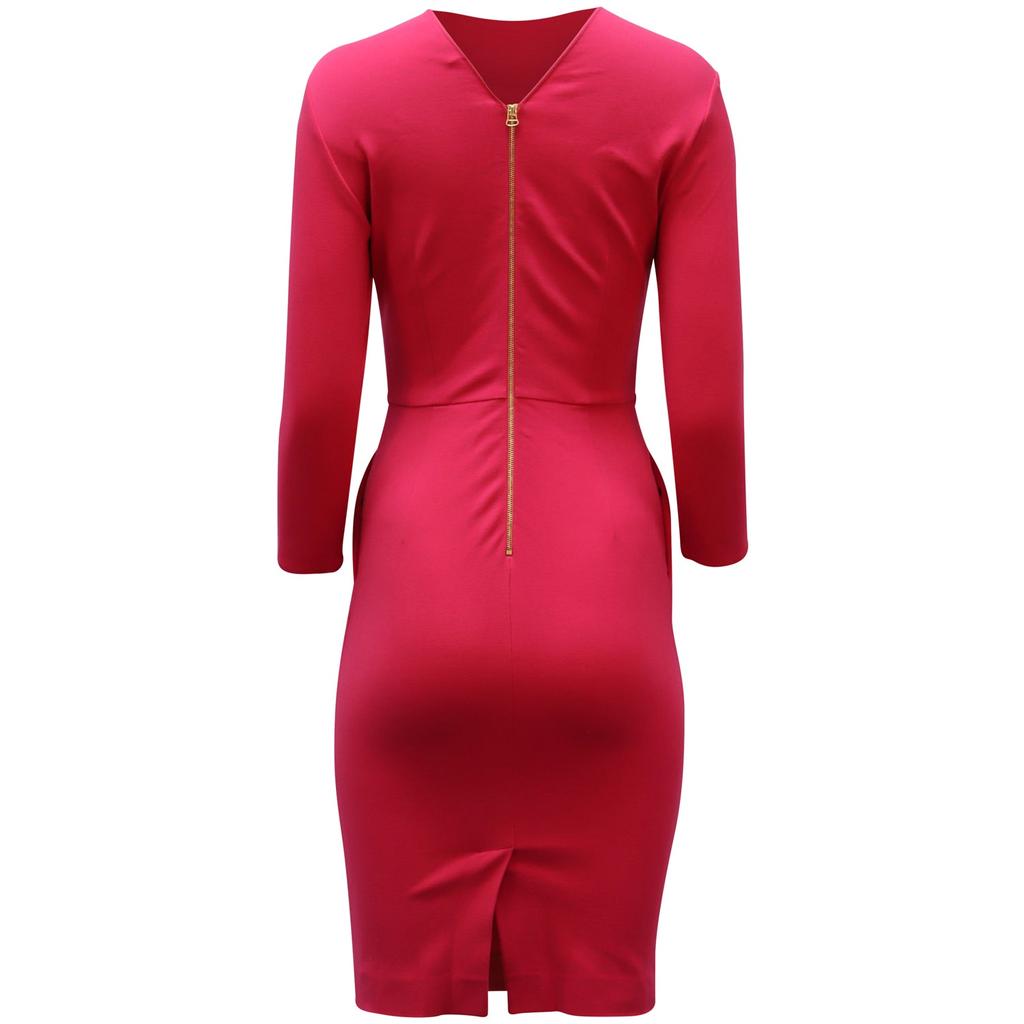 PIERRE BALMAIN Knit Bodycon Midi Dress in Pink Viscose