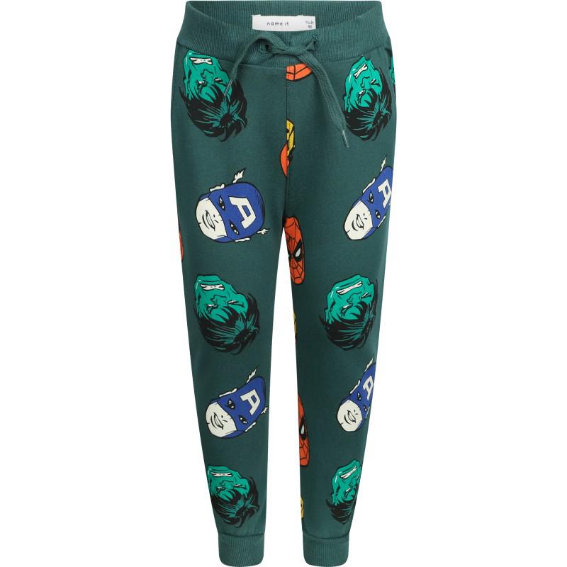 NAME IT® Avengers print drawstring sweatpants in dark sapphire green