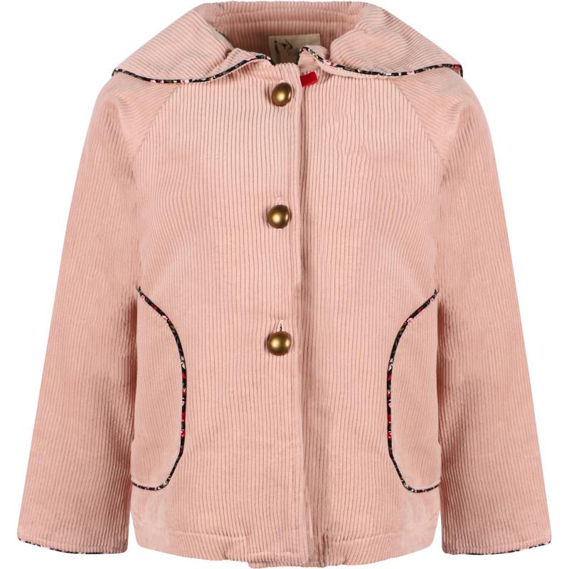 La Faute à Voltaire Sailor collar off season jacket in powder pink corduroy