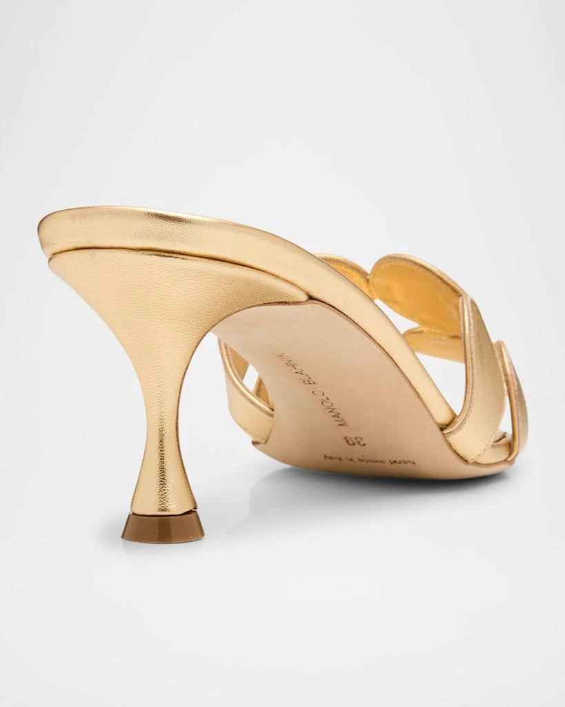 Manolo Blahnik Haribalmu Metallic Stiletto Slide Sandals 6