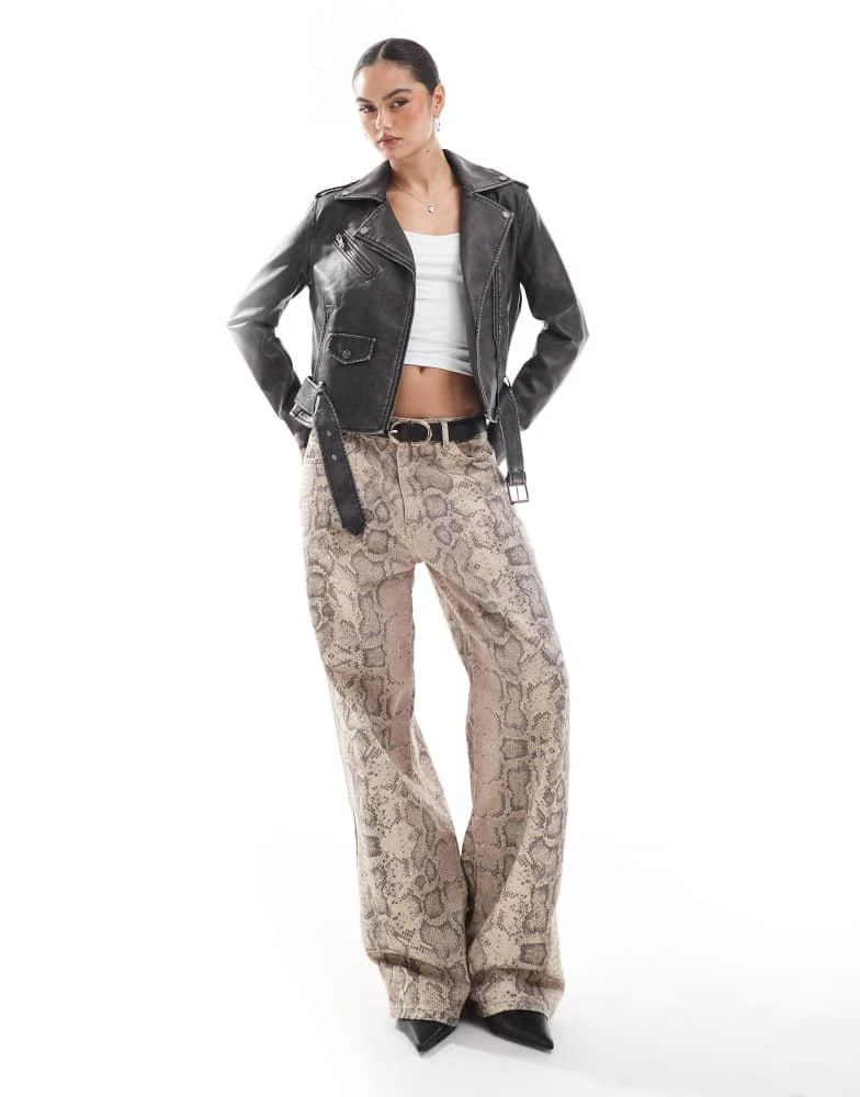 Lovedrobe Lovedrobe Distressed biker jacket in black 3