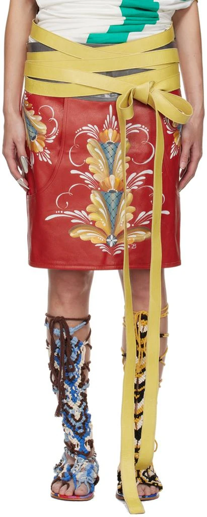Diana Sträng Red Hand-Painted Leather Apron
