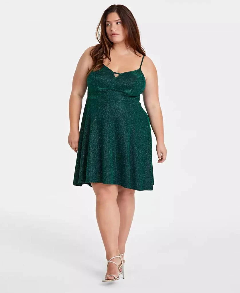 City Studios Trendy Plus Glitter Lace-Back High-Low Dress 1