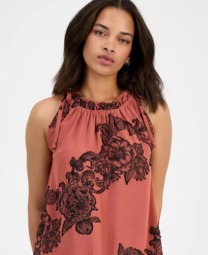 Robbie Bee Women's Printed Ruffle-Neck Sleeveless Mini Dress 3