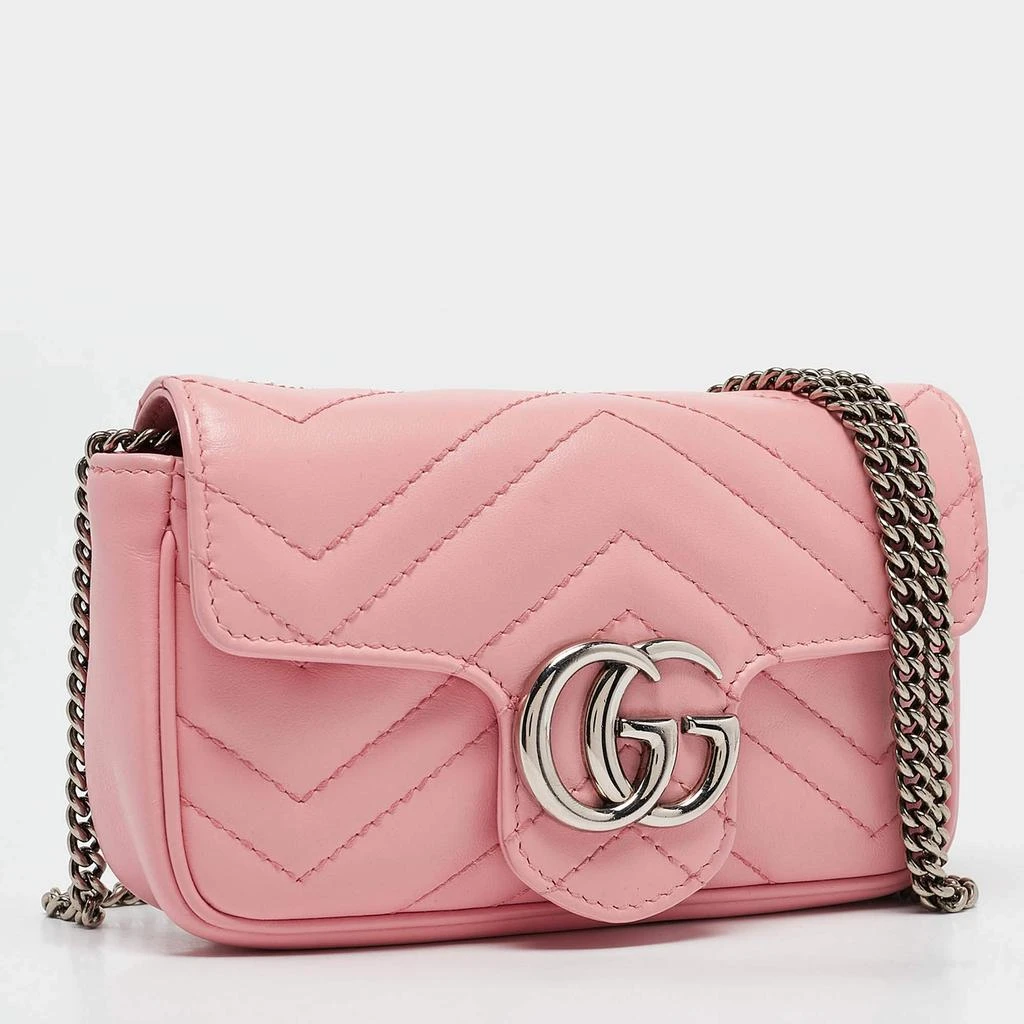 Gucci Gucci Pink Matelassé Leather GG Marmont Super Mini Shoulder Bag 3