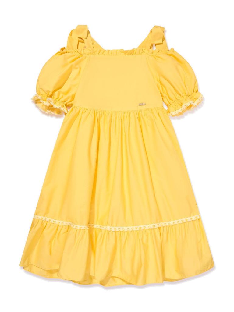 Patachou Patachou Bow Detailed Ruffled Trim Dress
