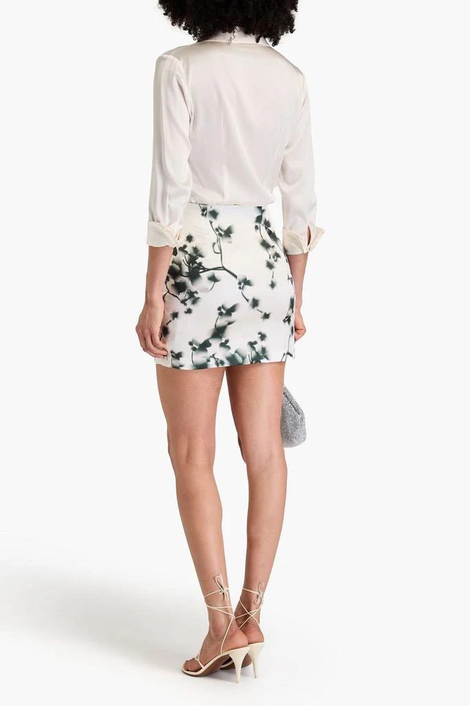 ROTATE Birger Christensen Crystal-embellished floral-print satin mini skirt 3