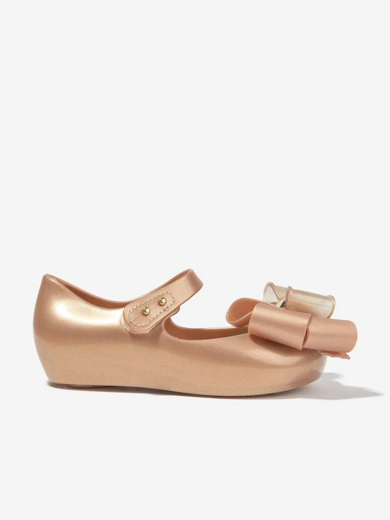 Mini Melissa Mini Melissa Girls Mini Ultragirl Fab Bow Ballerinas in Gold 1