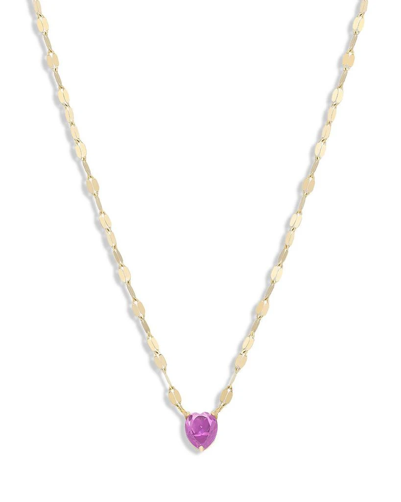LANA 14K Yellow Gold Pink Sapphire Heart Solitaire Pendant Necklace, 16" 1