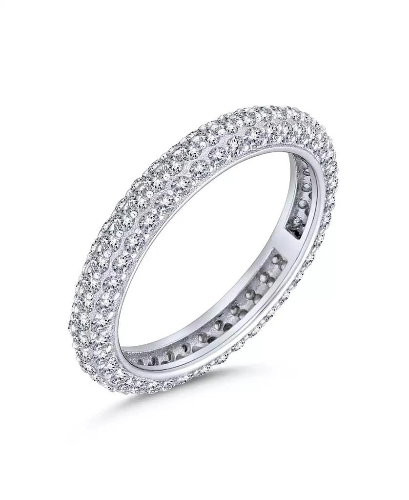 Bling Jewelry Pave CZ Cubic Zirconia Stackable Eternity  Dome Band Ring Sterling Silver