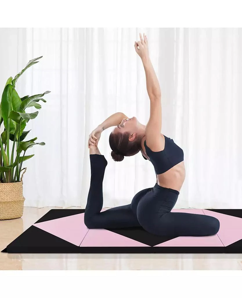 SUGIFT 8 Feet PU Leather Folding Gymnastics Mat with Hook and Loop Fasteners 8