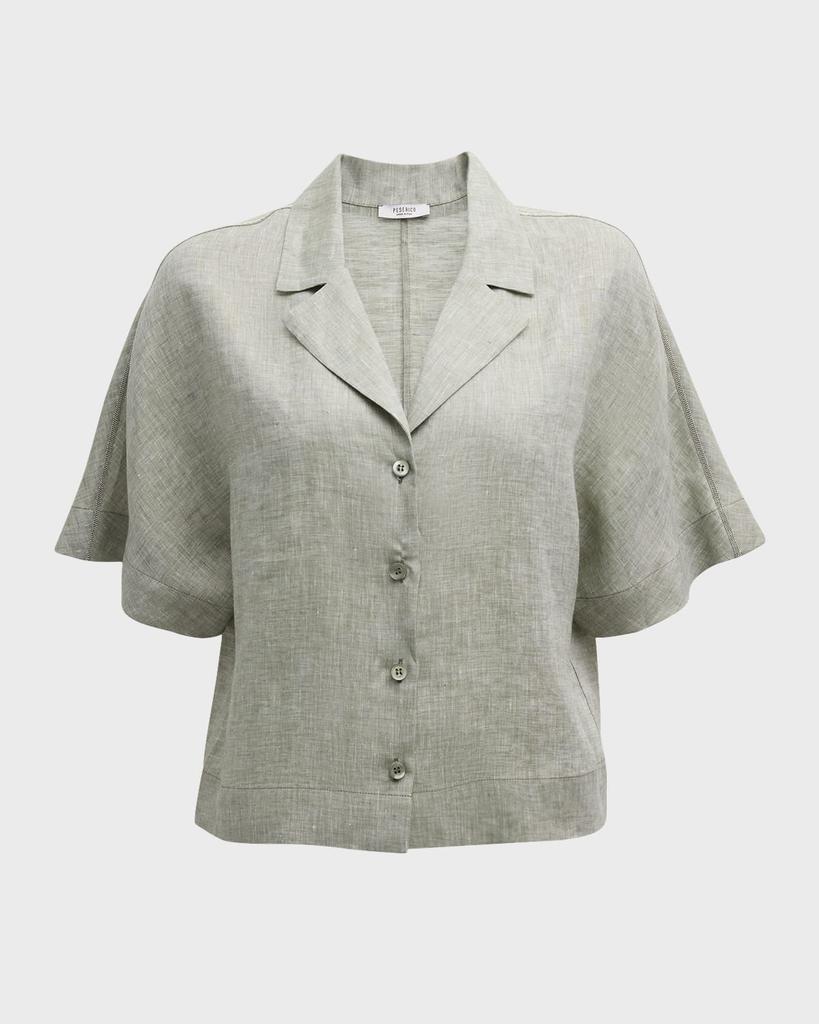 Peserico Cropped Button-Down Linen Shirt