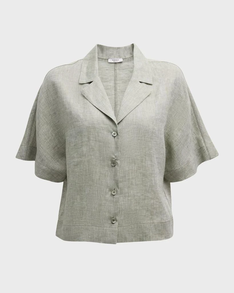 Peserico Cropped Button-Down Linen Shirt 2