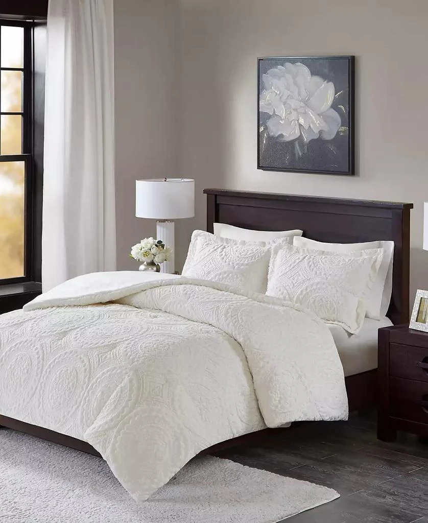 Macy's Arya Embroidered Medallion Faux Fur 3-Pc. Comforter Set 2