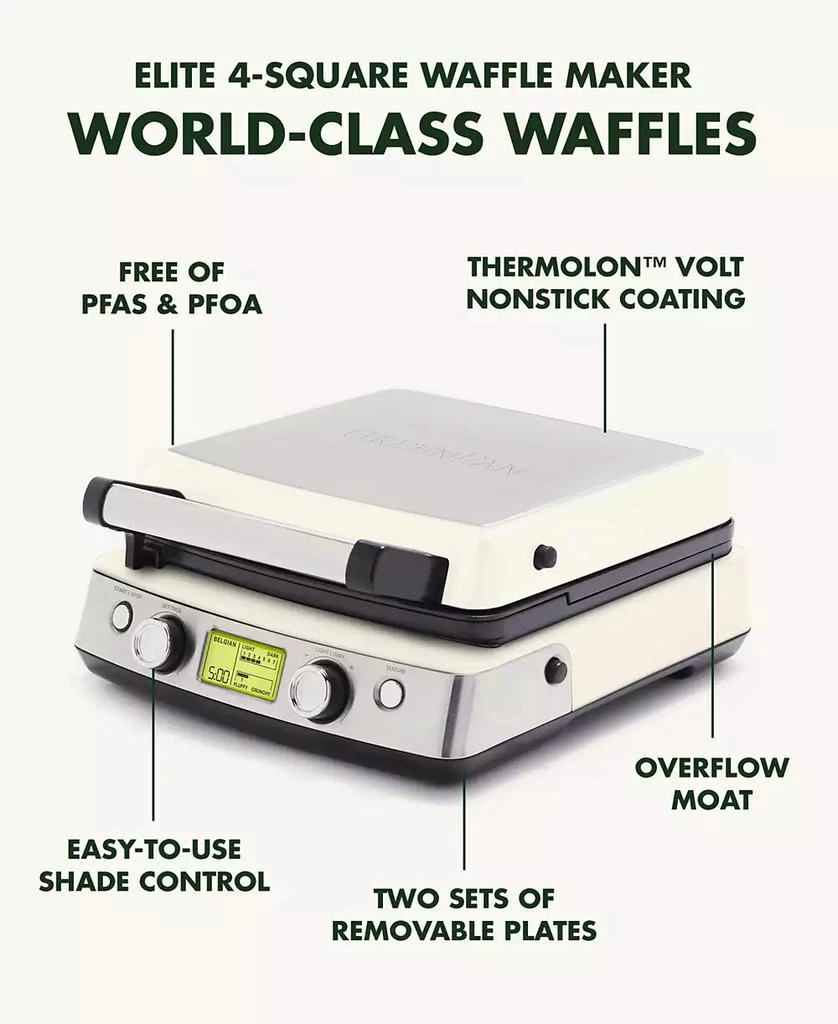 Greenpan Elite 4-Square Nonstick Belgian & Regular Waffle Maker 4