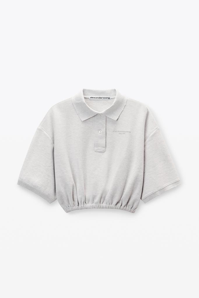 Alexander Wang light grey striped pique polo