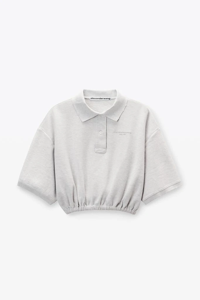 Alexander Wang light grey striped pique polo 2