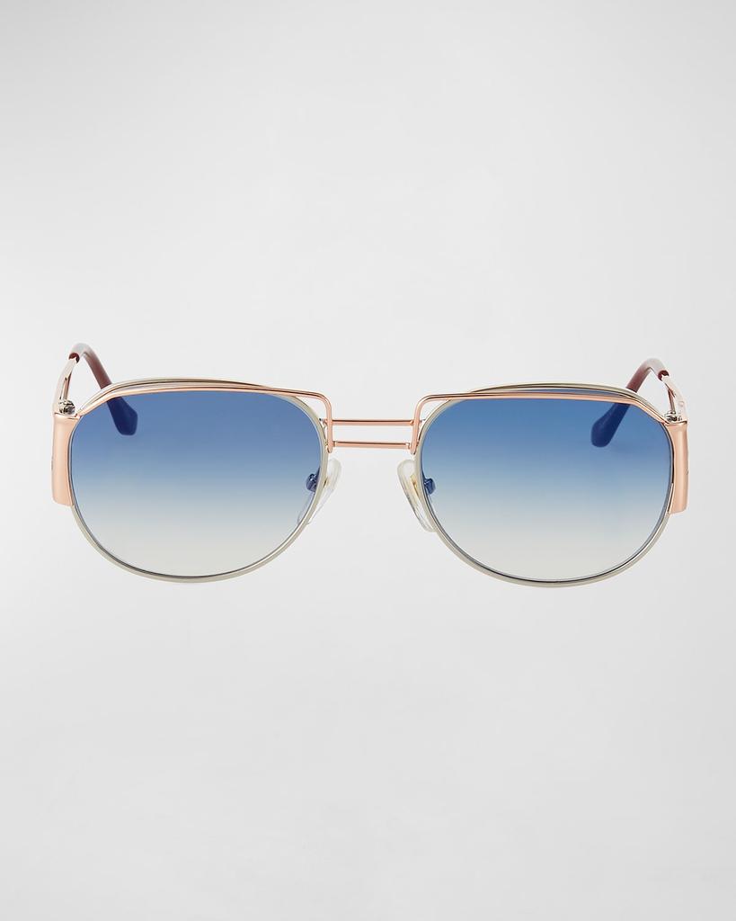 Vintage Frames Company Men's Gradient Geometric Metal Sunglasses