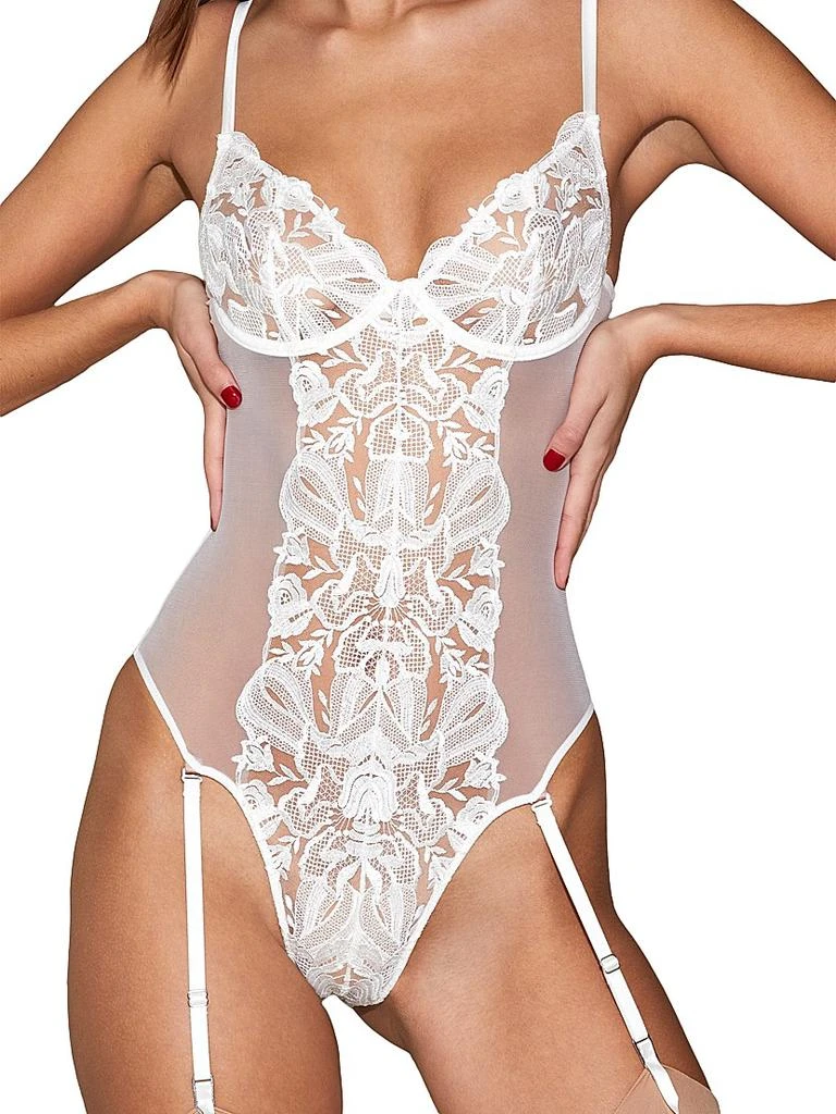 Fleur du Mal Floral Bow Embroidered Bodysuit 6