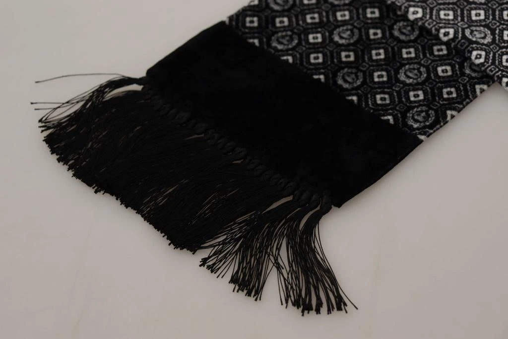 Dolce & Gabbana Dolce & Gabbana Black Geometric Patterned Shawl Wrap Fringe Scarf 4