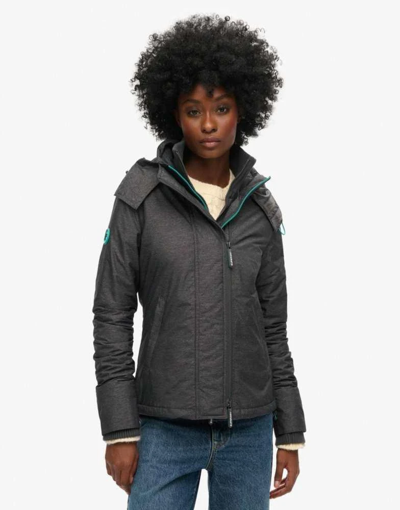 Superdry Superdry Pop zip hooded arctic sd-windcheater jacket in mid charcoal marl/ cool green 1