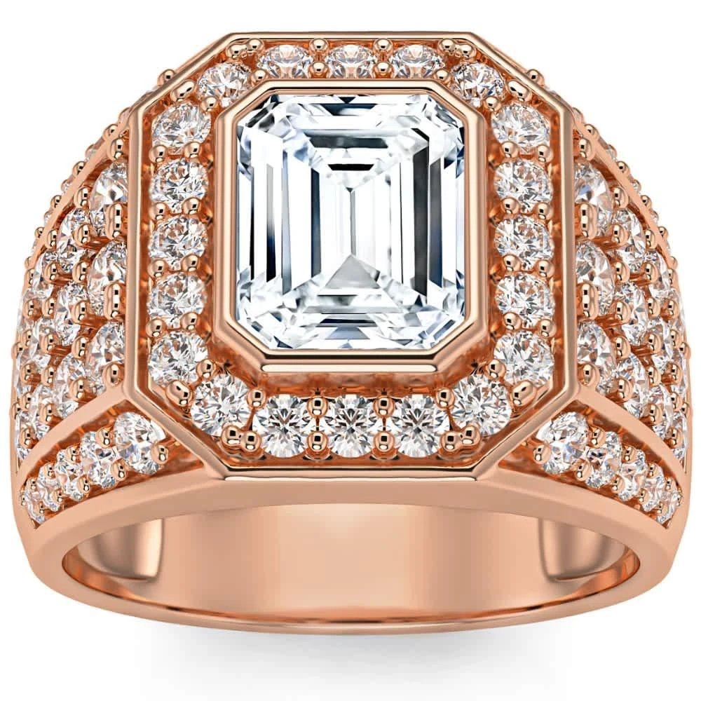 Pompeii3 3Ct Emerald Cut Diamond Men
s Ring in White, Yellow or Rose Gold Lab Grown 6