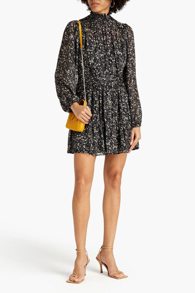 Monique Lhuillier Ruched floral-print jacquard mini dress