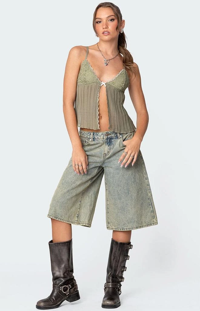 Edikted Pleated Lacey Split Front Tank Top 5