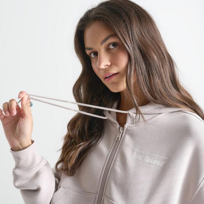New Balance Women's New Balance Logo Cropped Full-Zip Hoodie