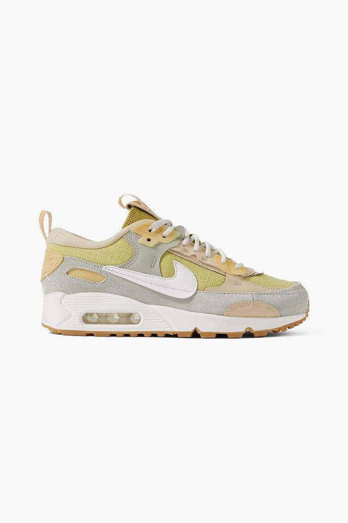 NIKE Air Max 90 Futura leather-trimmed suede and canvas sneakers