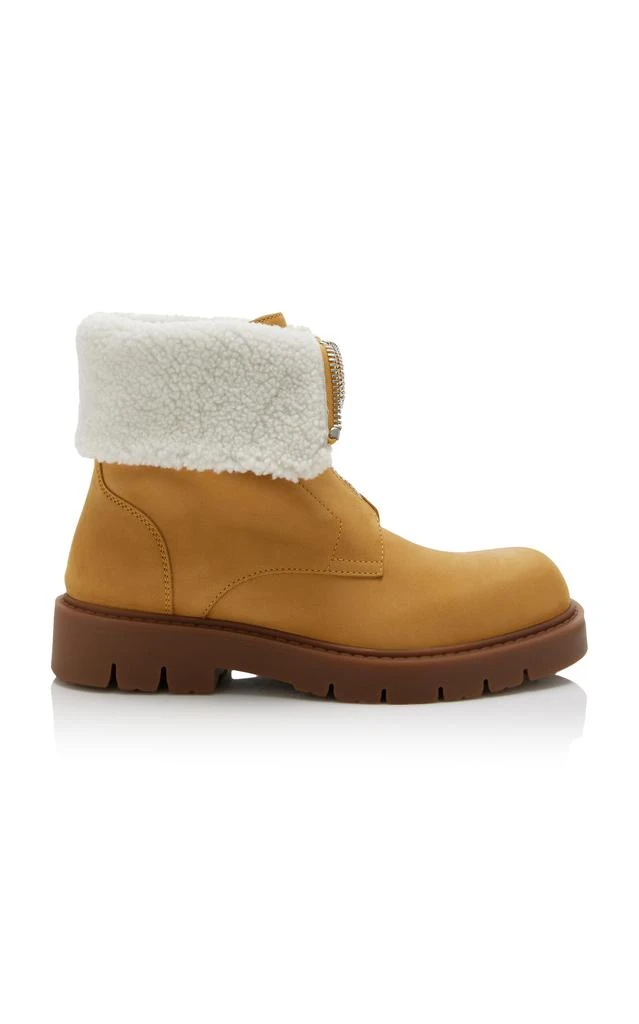 Bottega Veneta Bottega Veneta - Haddock Shearling-Lined Nubuck Ankle Boots - Tan - IT 38 - Moda Operandi 1