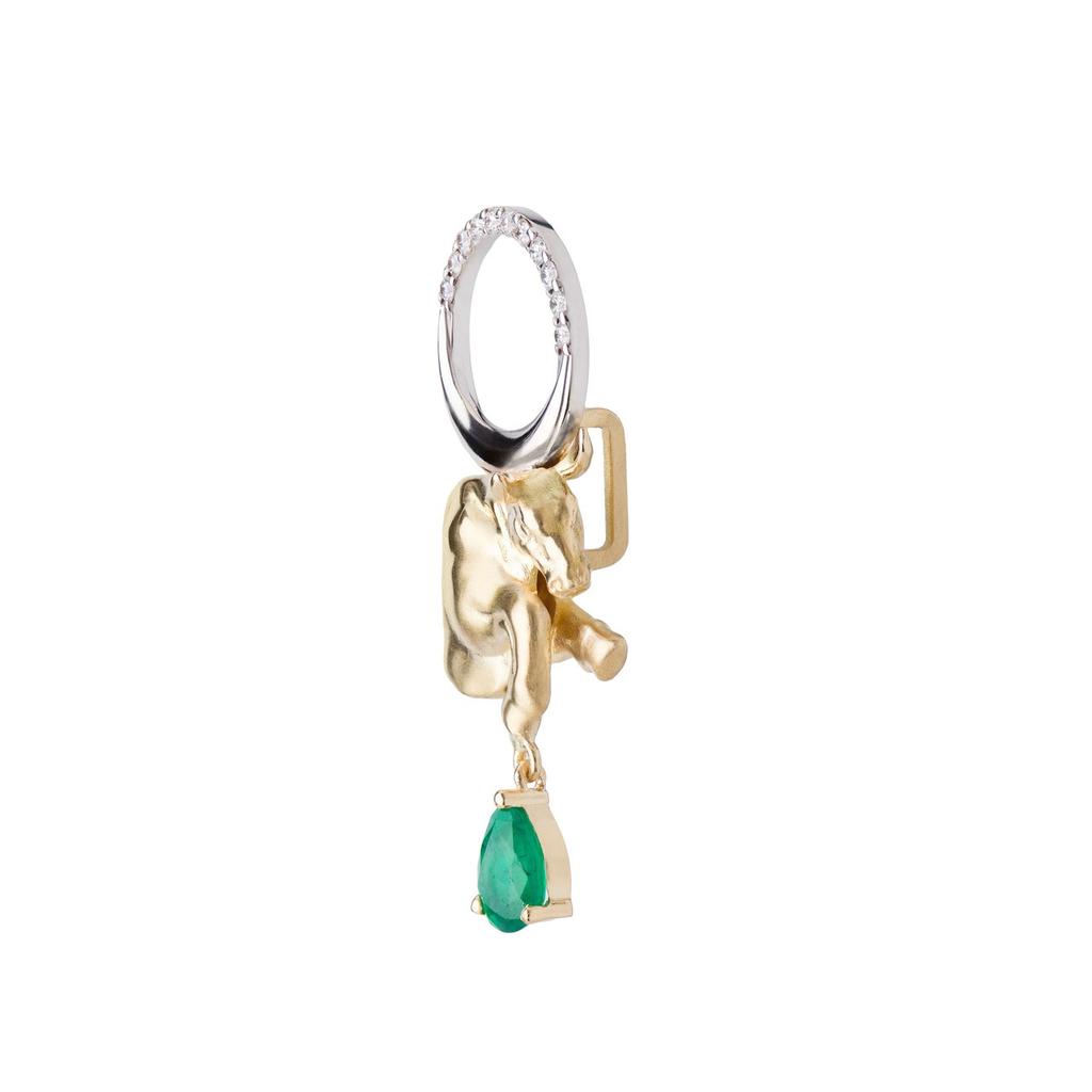 Mozafarian Emerald and diamond taurus pendant