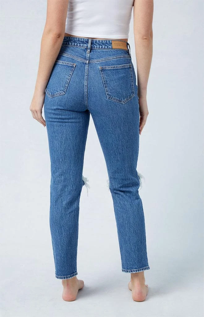 PacSun Eco Stretch Dark Indigo Ripped Mom Jeans 4