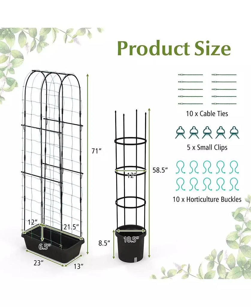 SUGIFT 2 Pack Garden Planters with Trellis Cucumber Trellis Tomato Cage 10