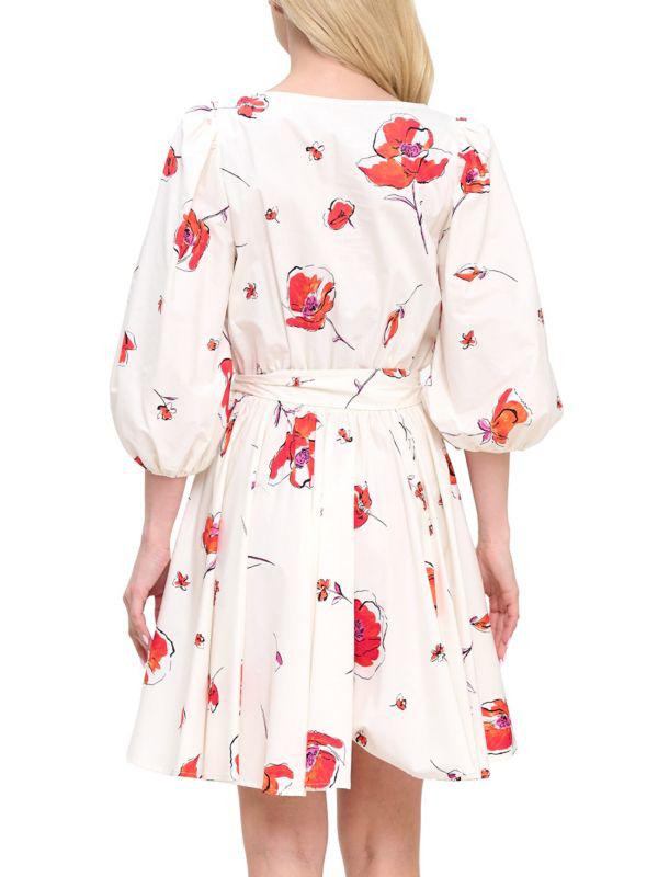 Renee C. Floral Puff-Sleeve Minidress