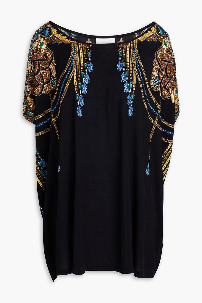 Camilla Crystal-embellished printed stretch-modal jersey top