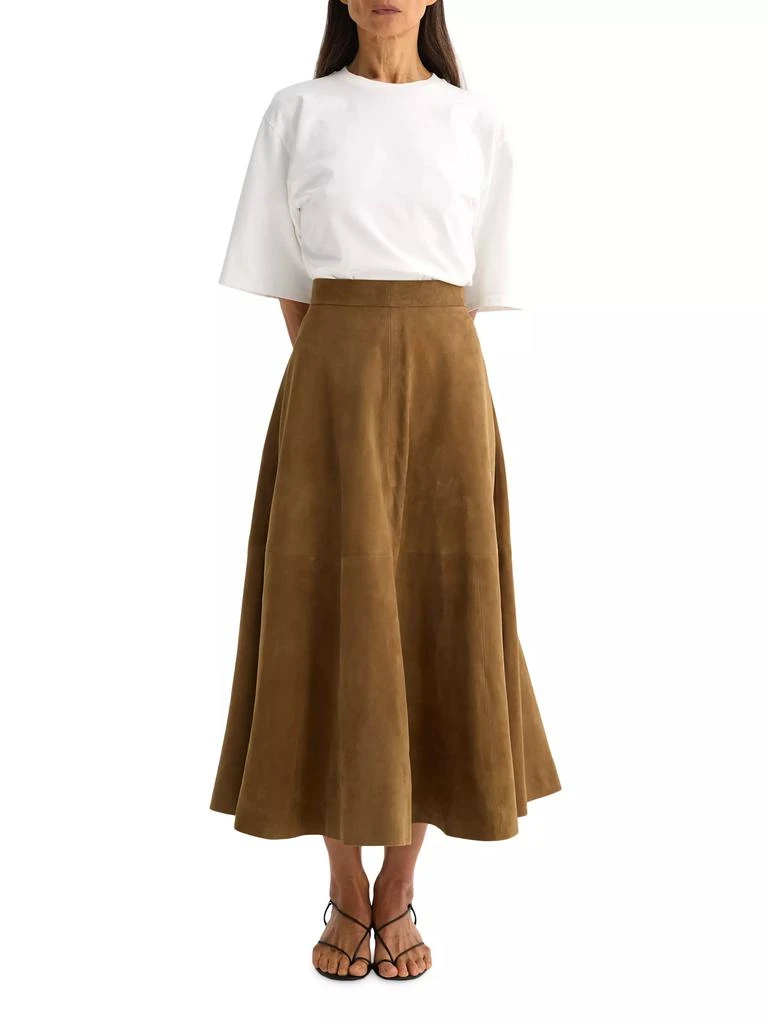 Róhe Suede A-Line Midi-Skirt 2