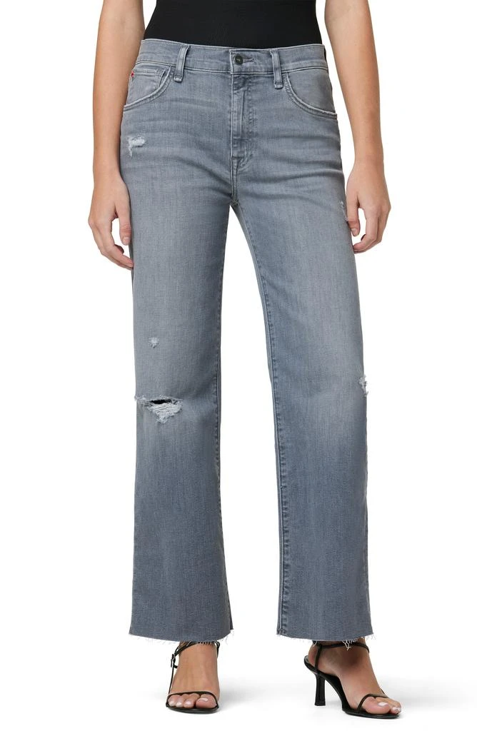 Hudson Rosalie High Waist Raw Hem Wide Leg Ankle Jeans 1