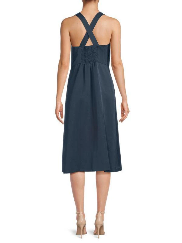 Theory Squareneck Linen Blend Midi Dress 2