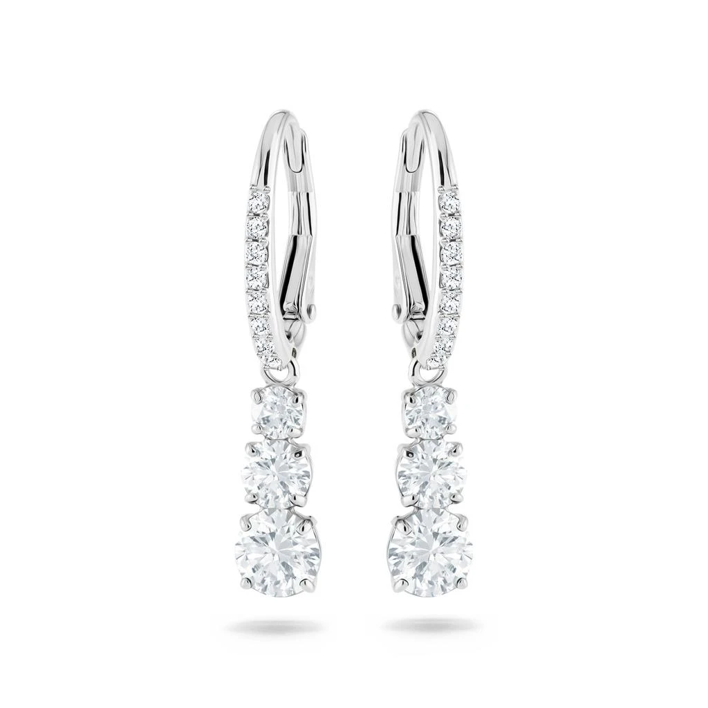 Swarovski Attract trilogy hoop earrings round cut white rhodium plated 1