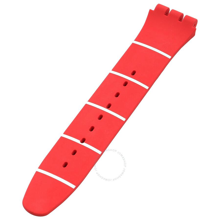 Swatch Silicone Red & White Watch Band 6H ACM0007H6