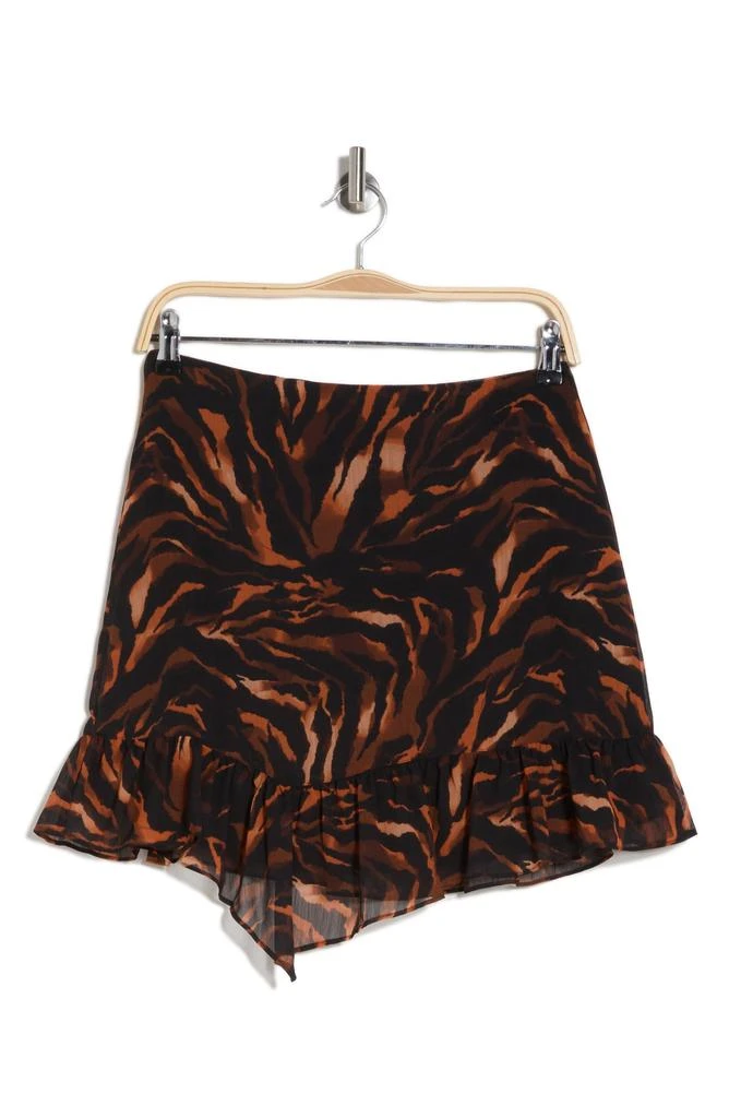 Topshop Tiger Print Asymmetric Ruffle Hem Miniskirt 3