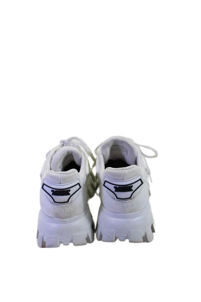 Prada Women's Round Toe Lace Up Lug Sole Chucky Sneakers White 3