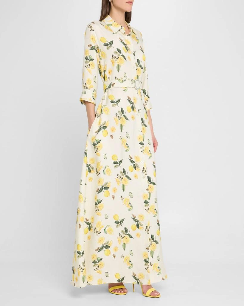 Evi Grintela Valerie Belted Lemon-Print Maxi Shirtdress 4