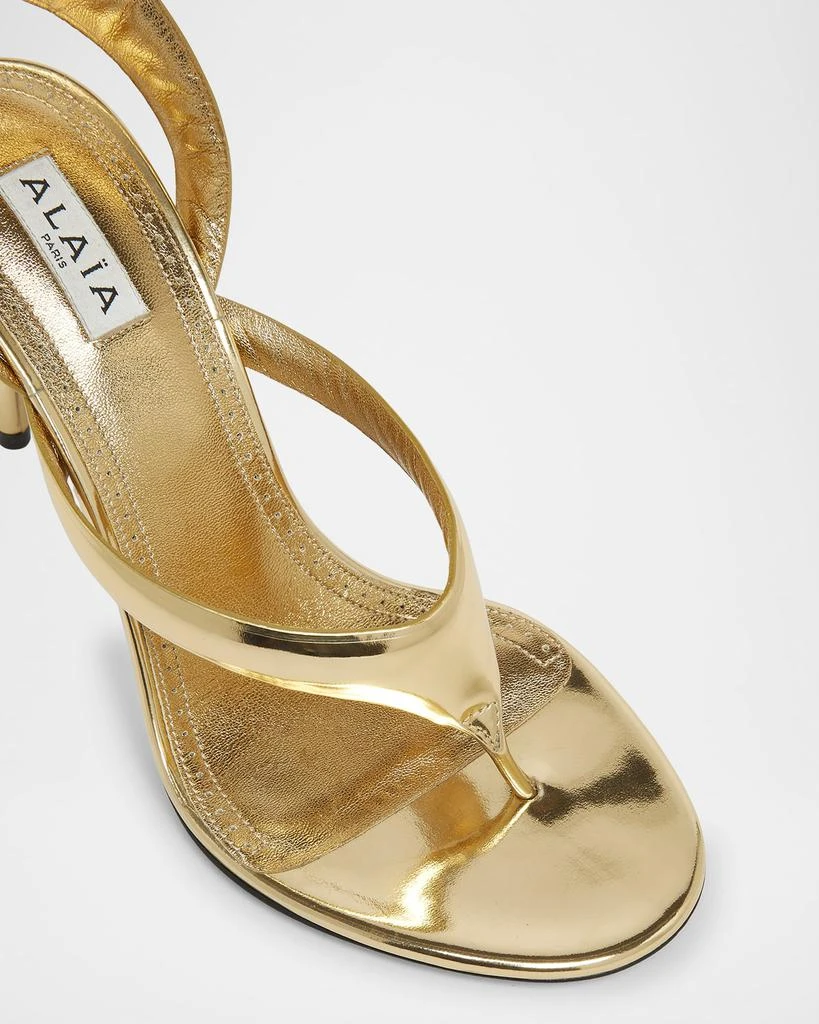 Alaia Tong Metallic Leather Sandals 6