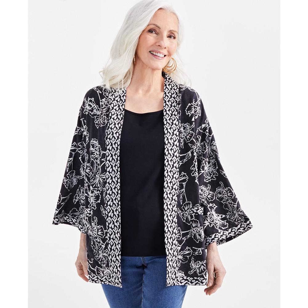 Style & Co Petite Linen-Blend Reversible Kimono, Created for Macy's