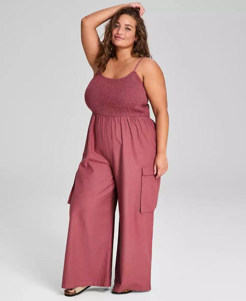 And Now This Trendy Plus Size Smocked Jumpsuit, Created for Macy's 1