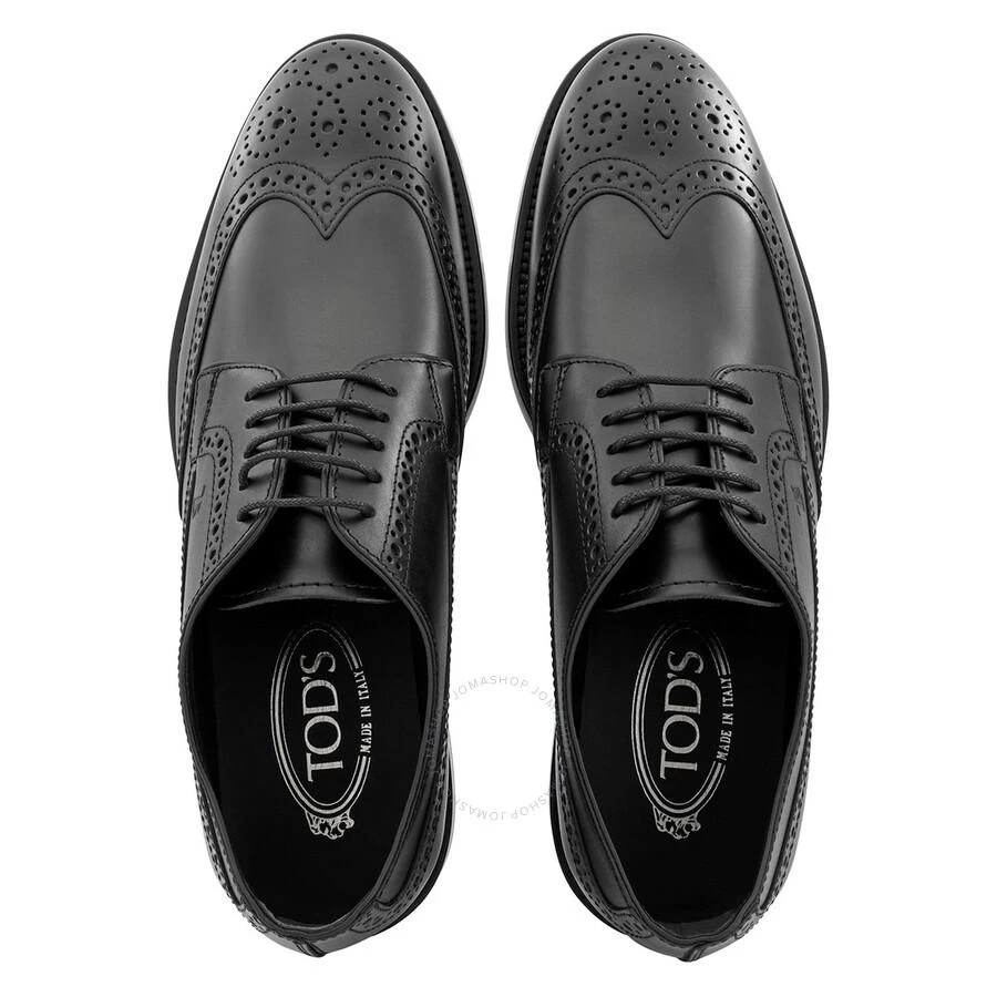 Tods Men's Black Perforations And Wingtip Leather Derby Shoes 3